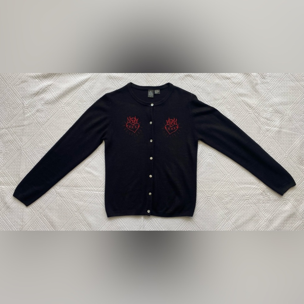 E.C. Star cross and heart embroidered sweater